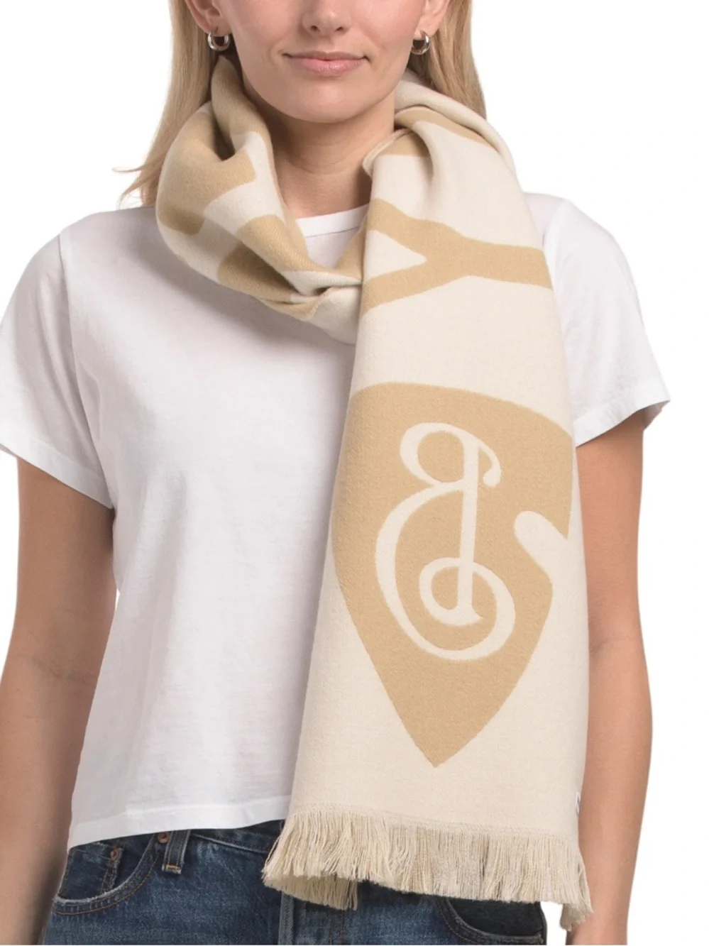 Burberry Tan and Cream Logo Scarf